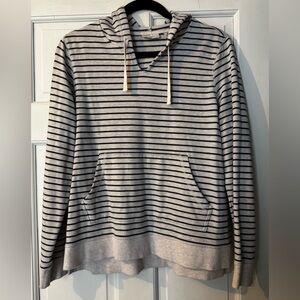 L.L. Bean Navy Striped Hooded Pullover